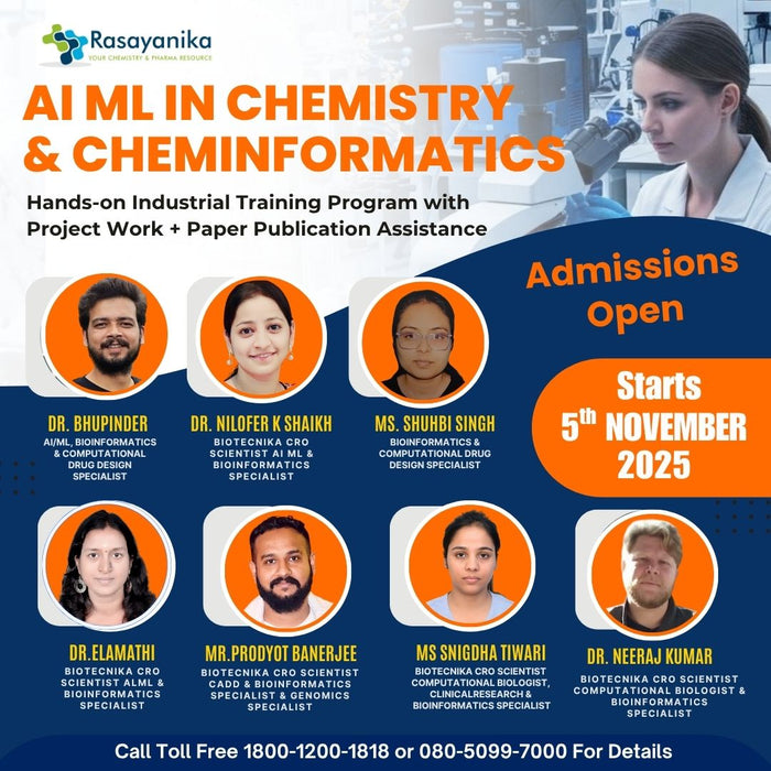 AI ML in Chemistry & Cheminformatics – Hands-on Industrial Training Program with Project Work + Paper Publication Assistance